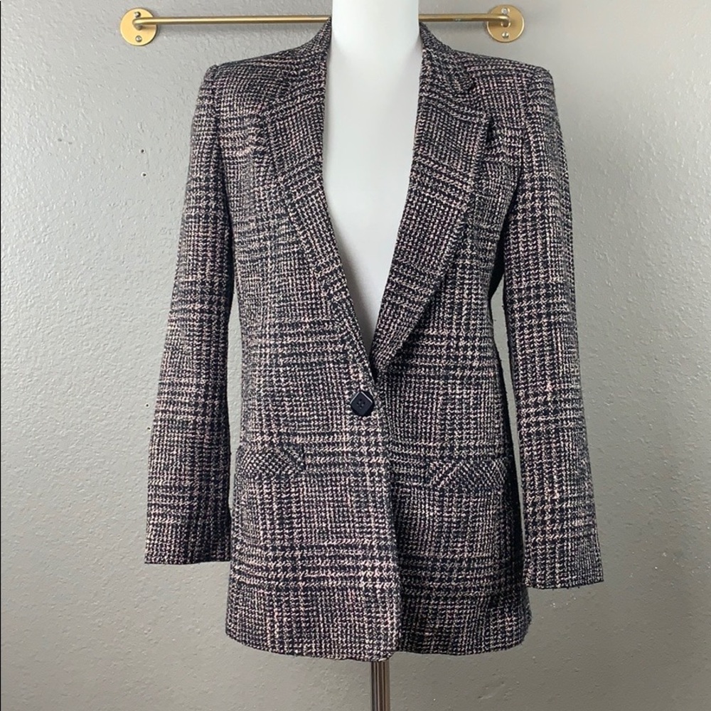 Nanci Jennifer pink & black glen plaid blazer